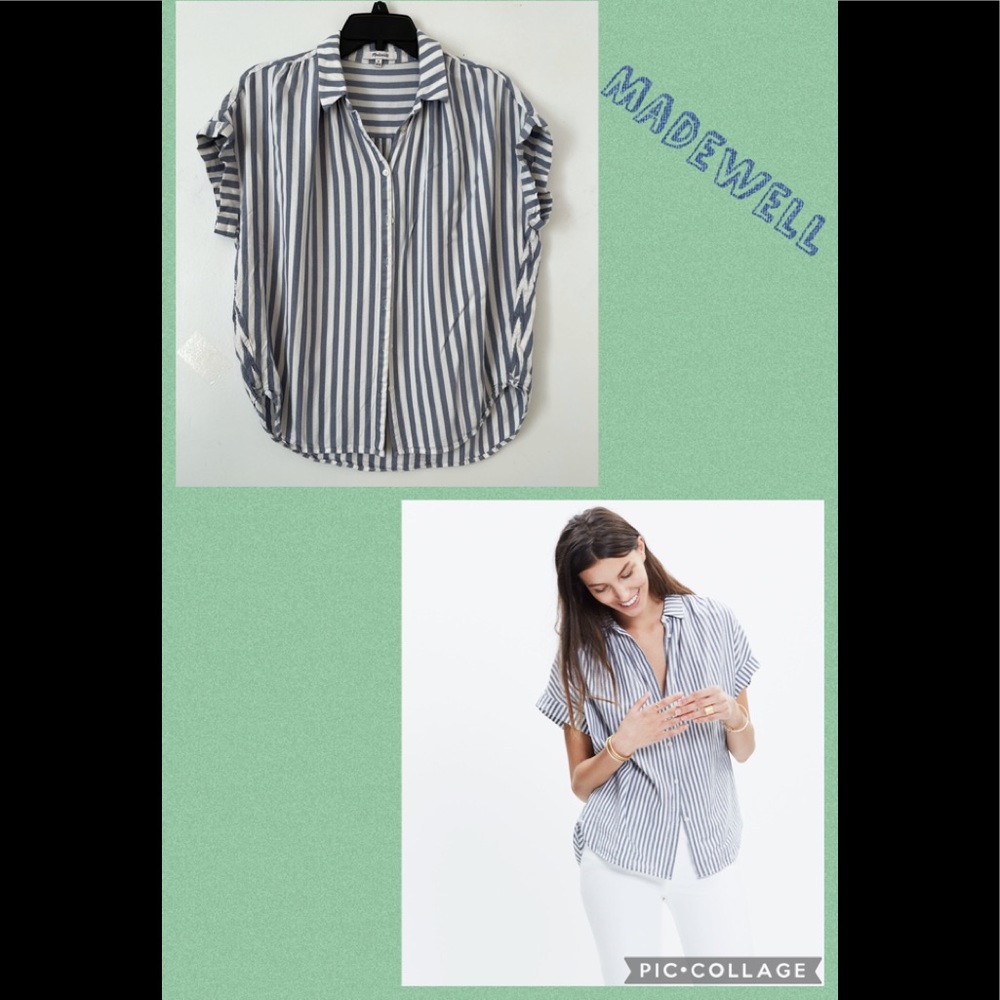 Madewell button down stripe t-shirt